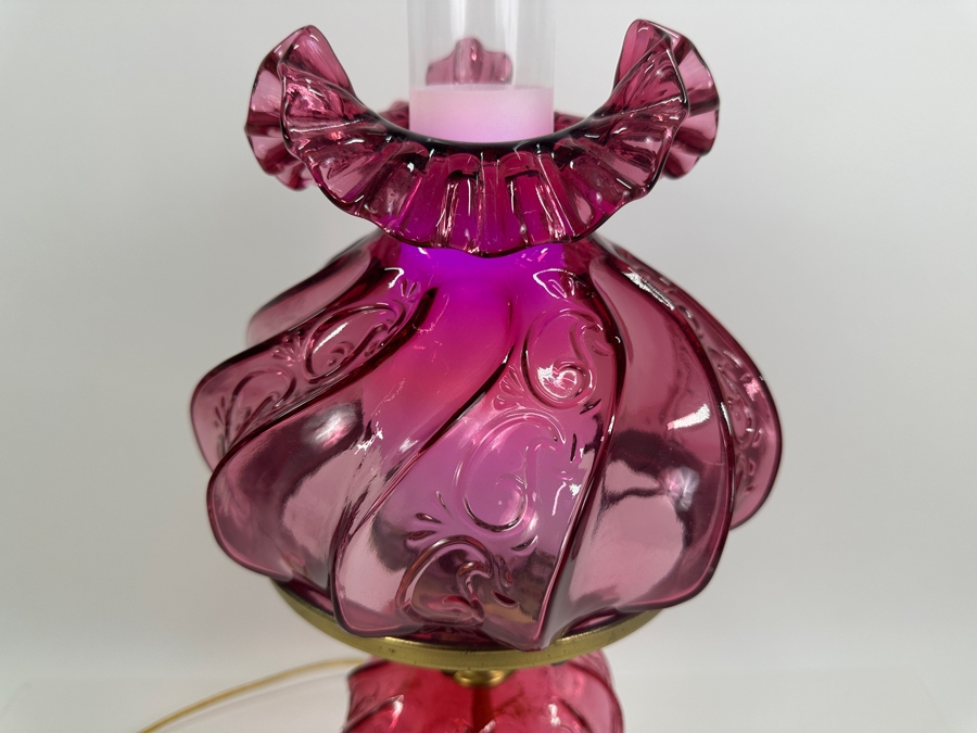 Just Added - Fenton Cranberry Glass Lamp 20.5'H [Photo 3]