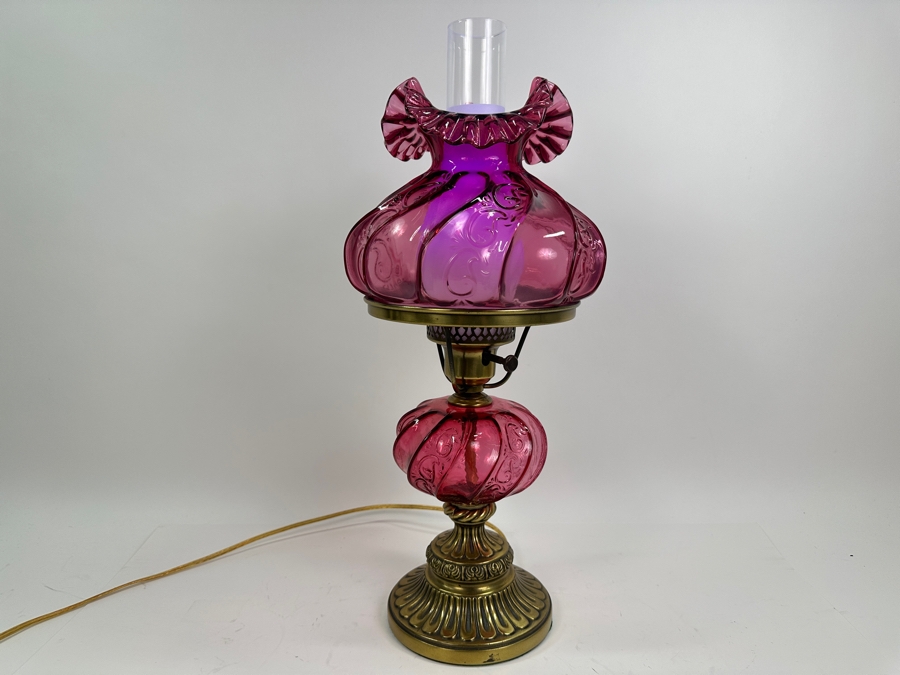 Just Added - Fenton Cranberry Glass Lamp 20.5'H [Photo 2]