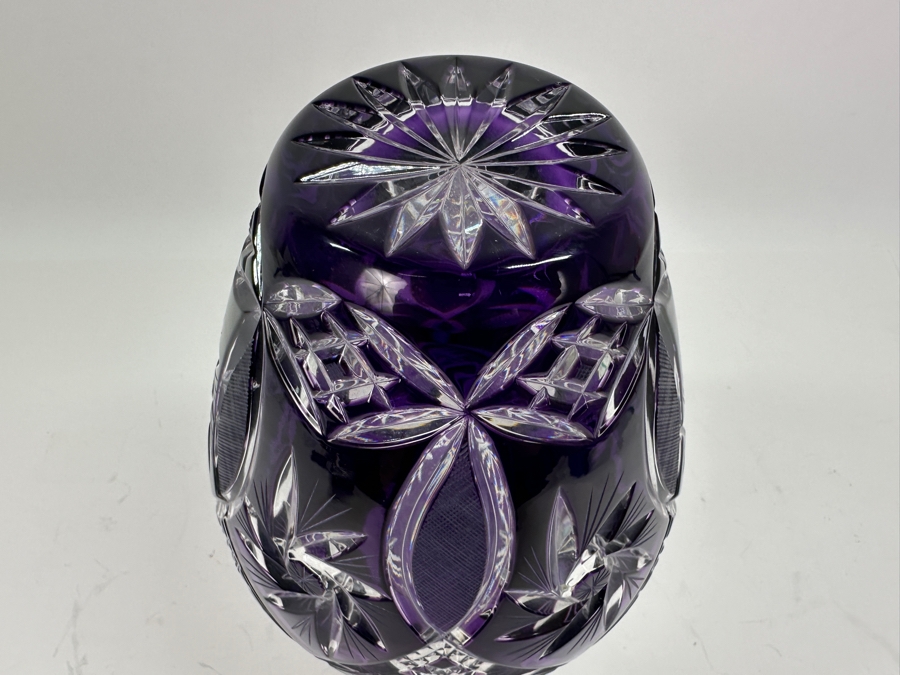 Just Added - Crystal Clear Industries Polish 11' Purple Cut Crystal Flower Vase [Photo 6]