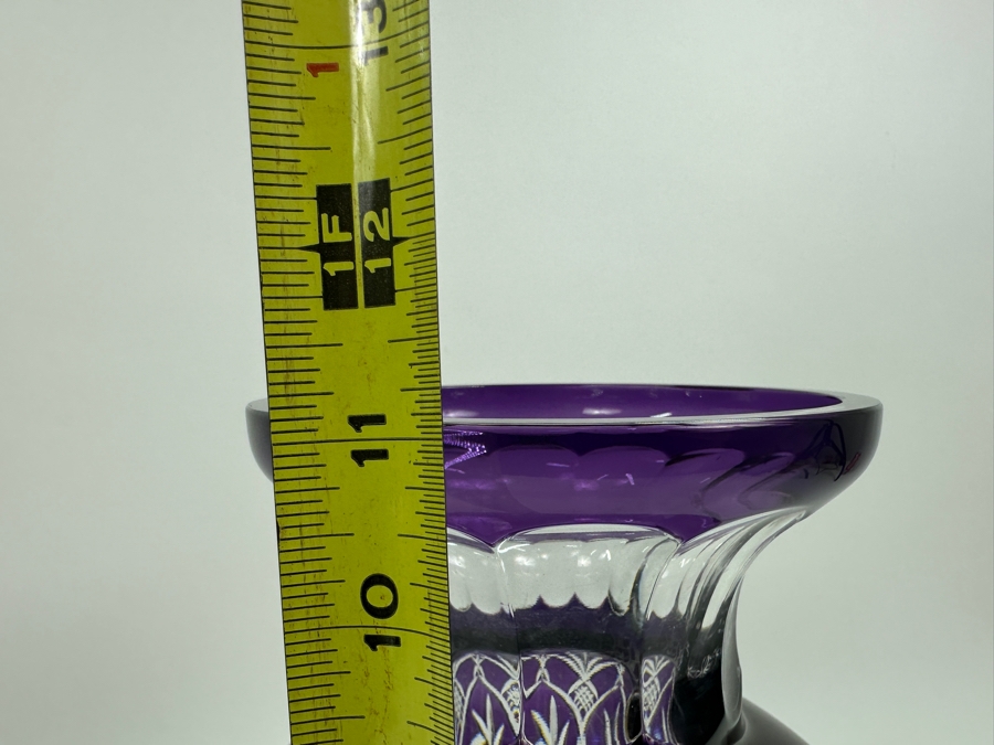 Just Added - Crystal Clear Industries Polish 11' Purple Cut Crystal Flower Vase [Photo 7]