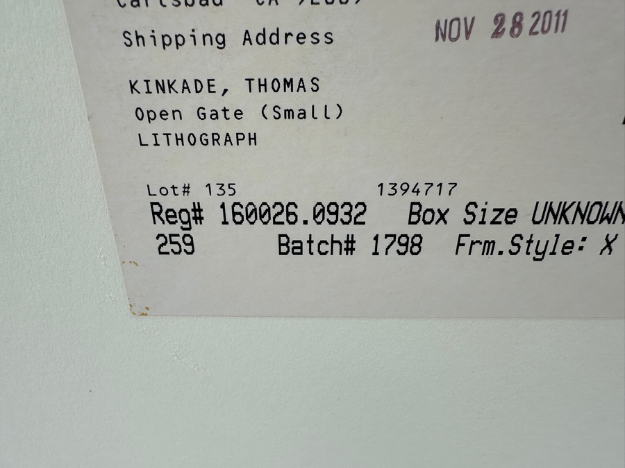 Just Added - Thomas Kincaid Lithograph Titled 'Open Gate' Hand Signed By Artist 15.5 X 12 Framed 28 X 24 [Photo 11]