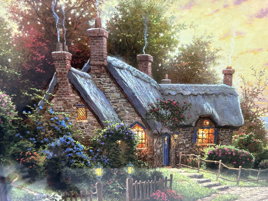 Just Added - Thomas Kincaid Lithograph Titled 'Peaceful Time' Hand Signed By Artist 19.5 X 18 Framed 32 X 28 [Photo 3]