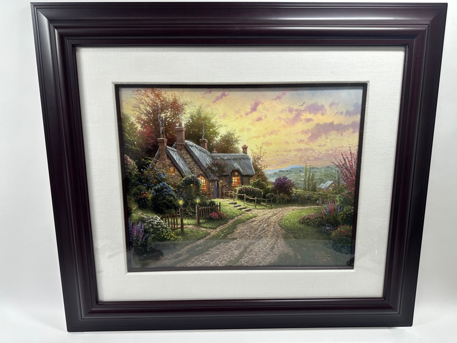 Just Added - Thomas Kincaid Lithograph Titled 'Peaceful Time' Hand Signed By Artist 19.5 X 18 Framed 32 X 28 [Photo 2]