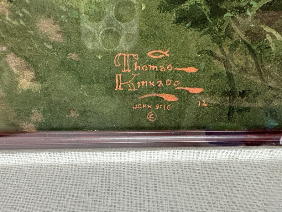 Just Added - Thomas Kincaid Lithograph Titled 'Peaceful Time' Hand Signed By Artist 19.5 X 18 Framed 32 X 28 [Photo 6]