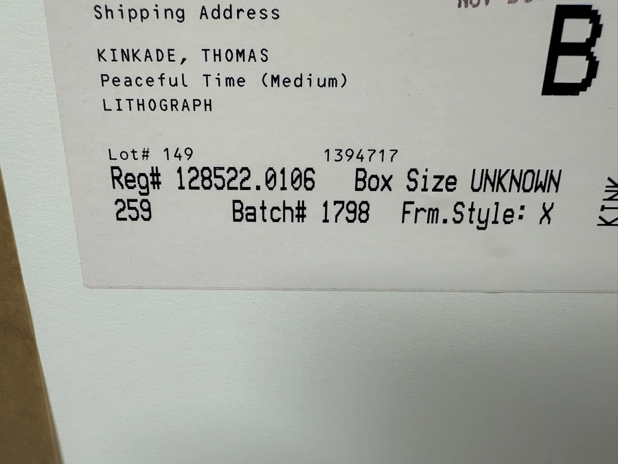 Just Added - Thomas Kincaid Lithograph Titled 'Peaceful Time' Hand Signed By Artist 19.5 X 18 Framed 32 X 28 [Photo 11]