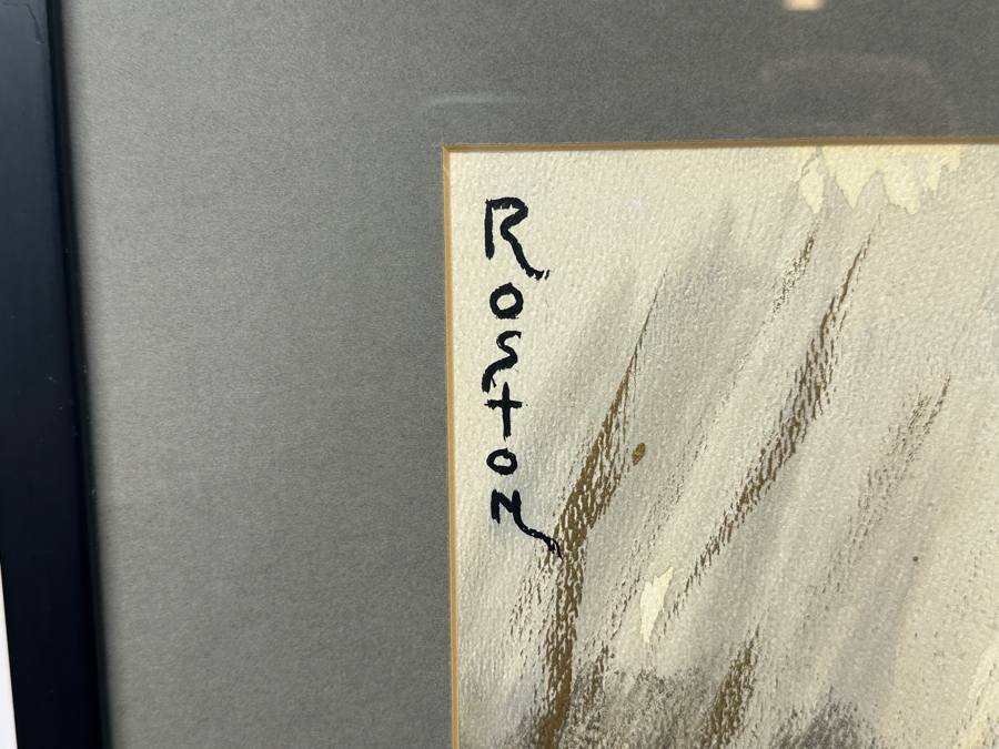 Vintage Judaica Jewish Rabbi Watercolor Painting Signed Roston 14.5 X 20 Framed 21.5 X 27 [Photo 4]