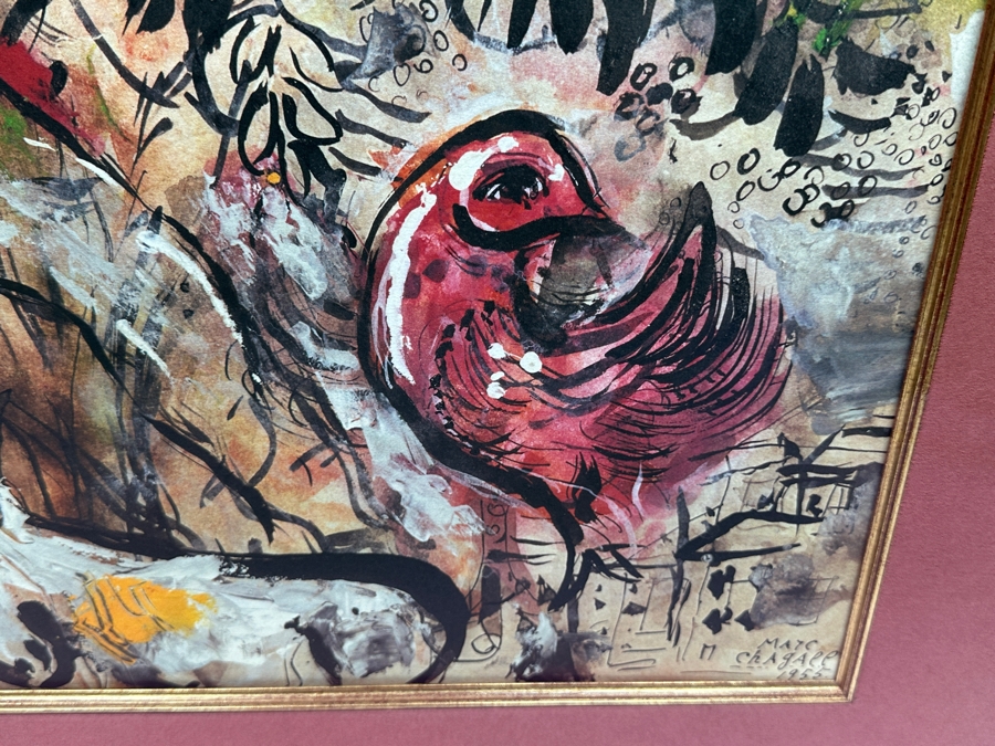 Just Added - Marc Chagall 1955 Color Lithograph Titled 'Der Flotenspieler / The Flute Player' 19 X 25.5 Framed 28 X 34.5 [Photo 4]