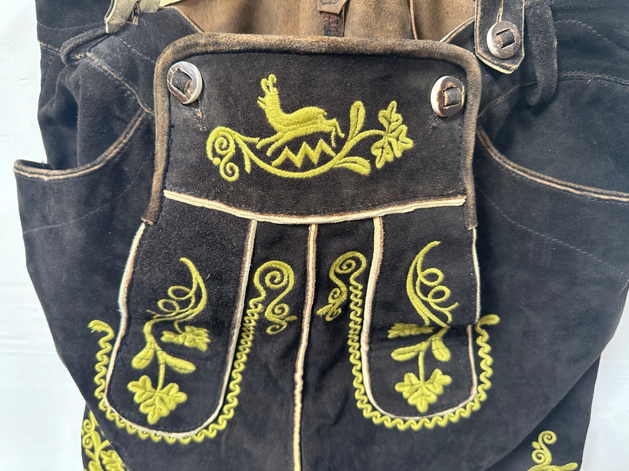 Just Added - Authentic German Leather Lederhosen Almsach High Quality Size 48/54 [Photo 3]