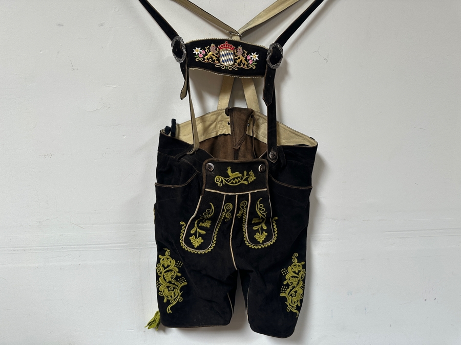 Just Added - Authentic German Leather Lederhosen Almsach High Quality Size 48/54 [Photo 4]