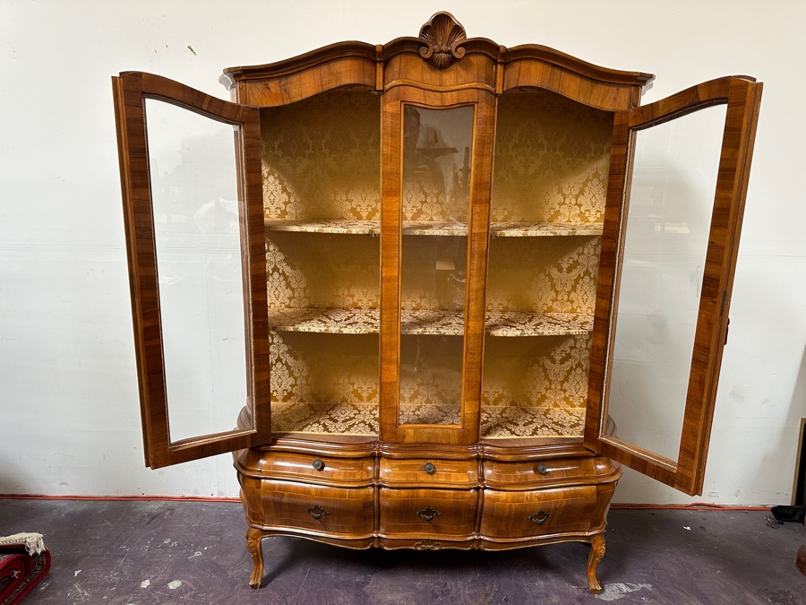 Just Added - Stunning Two-Piece Wooden Display China Cabinet With 6 Drawers 59W X 14D X 74H [Photo 2]