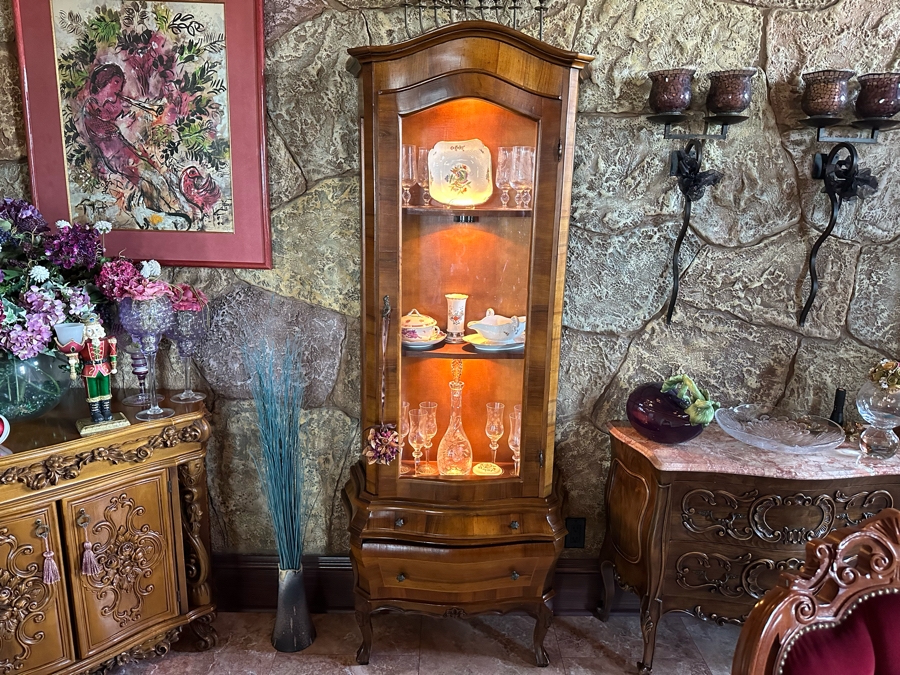 Just Added - Stunning Pair Of Two-Piece Wooden Display Cases Cabinets With 2 Drawers [Photo 8]