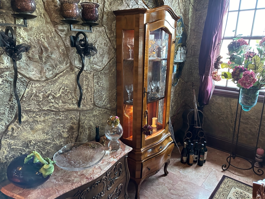 Just Added - Stunning Pair Of Two-Piece Wooden Display Cases Cabinets With 2 Drawers [Photo 4]