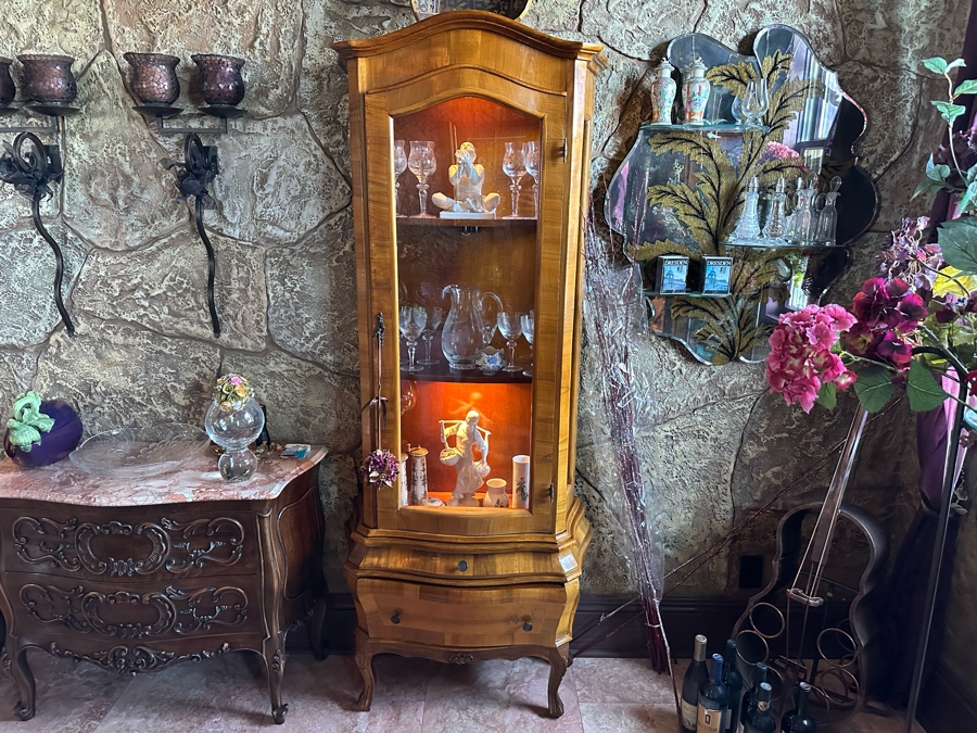 Just Added - Stunning Pair Of Two-Piece Wooden Display Cases Cabinets With 2 Drawers [Photo 3]