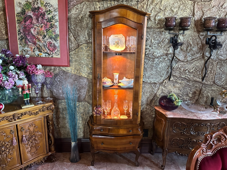 Just Added - Stunning Pair Of Two-Piece Wooden Display Cases Cabinets With 2 Drawers [Photo 7]
