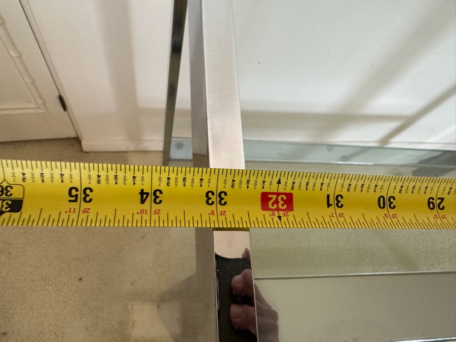 Stylish Mid-Century Modern Milo Baughman For DIA 'Flat-Bar' Chrome 2-Tier Rolling Bar Cart Serving Cart On Casters 33W X 16D X 32.25H [Photo 9]