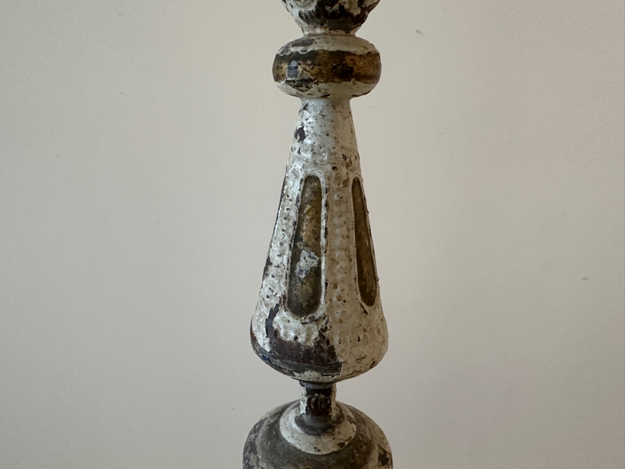 Antique Candle Prickets Freestanding Candle Holders Repousee Metal Italian / Possible Spainish 33'H Estimate $600 [Photo 5]