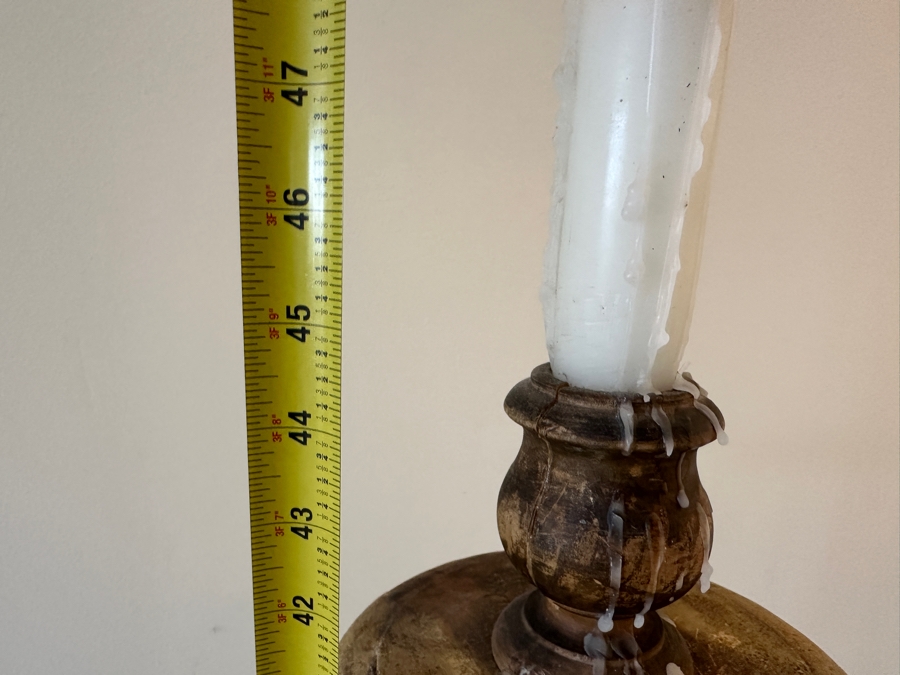 Pair Of Antique Wooden Candle Holders 21'H & 44'H Made In Spain [Photo 10]
