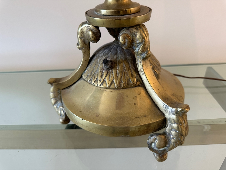 Pair Of Vintage Heavy Brass Table Lamps 37'H [Photo 4]