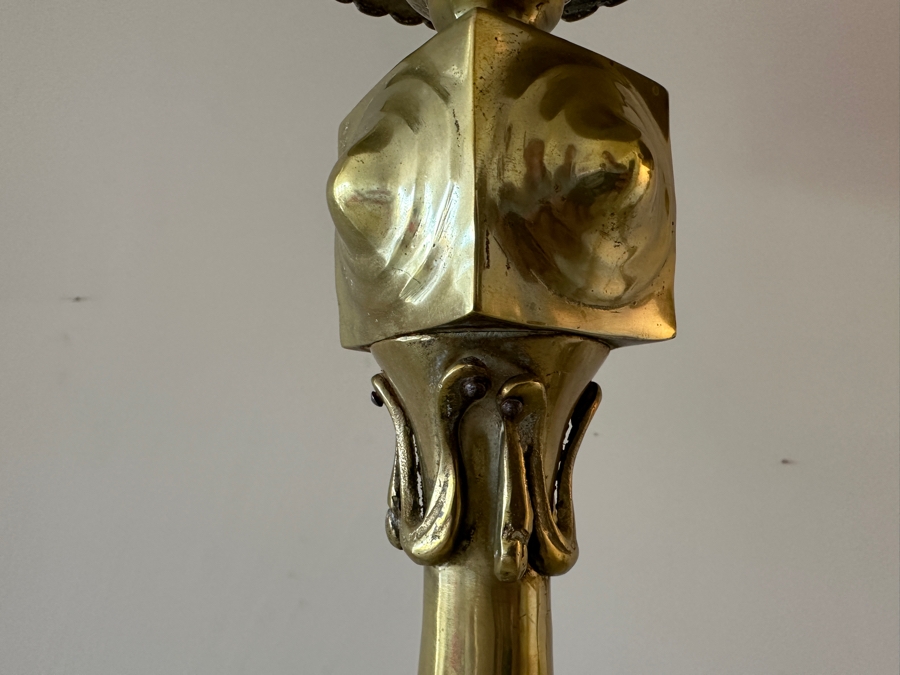 Pair Of Vintage Heavy Brass Table Lamps 37'H [Photo 7]