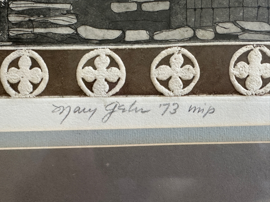 Vintage 1973 Mary Gehr (1910-1997) Artist Trial Proof Print Titled 'Turkish Quarter - Nicosia' Framed 20 X 31 Framed 28 X 39 [Photo 4]