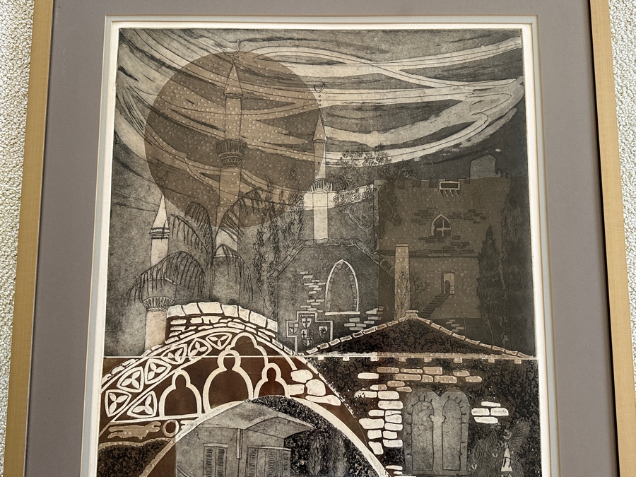 Vintage 1973 Mary Gehr (1910-1997) Artist Trial Proof Print Titled 'Turkish Quarter - Nicosia' Framed 20 X 31 Framed 28 X 39 [Photo 3]