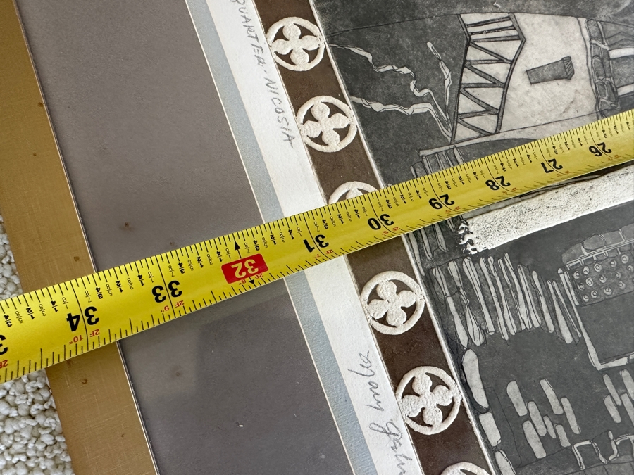 Vintage 1973 Mary Gehr (1910-1997) Artist Trial Proof Print Titled 'Turkish Quarter - Nicosia' Framed 20 X 31 Framed 28 X 39 [Photo 9]