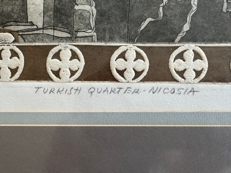 Vintage 1973 Mary Gehr (1910-1997) Artist Trial Proof Print Titled 'Turkish Quarter - Nicosia' Framed 20 X 31 Framed 28 X 39 [Photo 5]