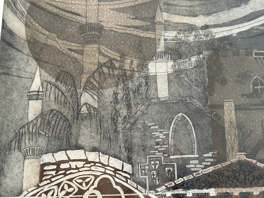 Vintage 1973 Mary Gehr (1910-1997) Artist Trial Proof Print Titled 'Turkish Quarter - Nicosia' Framed 20 X 31 Framed 28 X 39 [Photo 7]