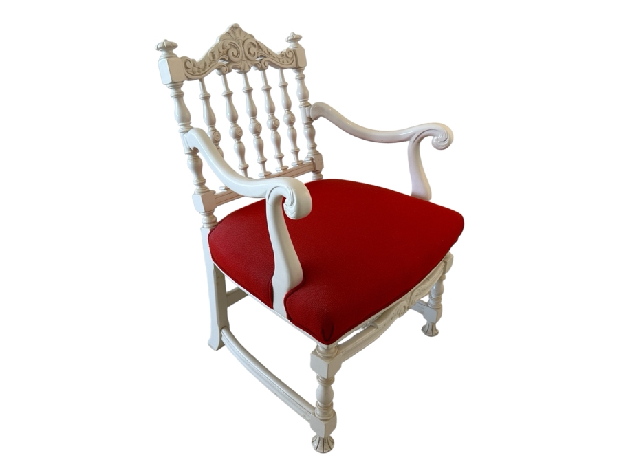 Vintage Wooden White Armchair 27W X 25D X 36.5H [Photo 2]