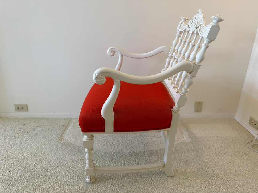 Vintage Wooden White Armchair 27W X 25D X 36.5H [Photo 4]