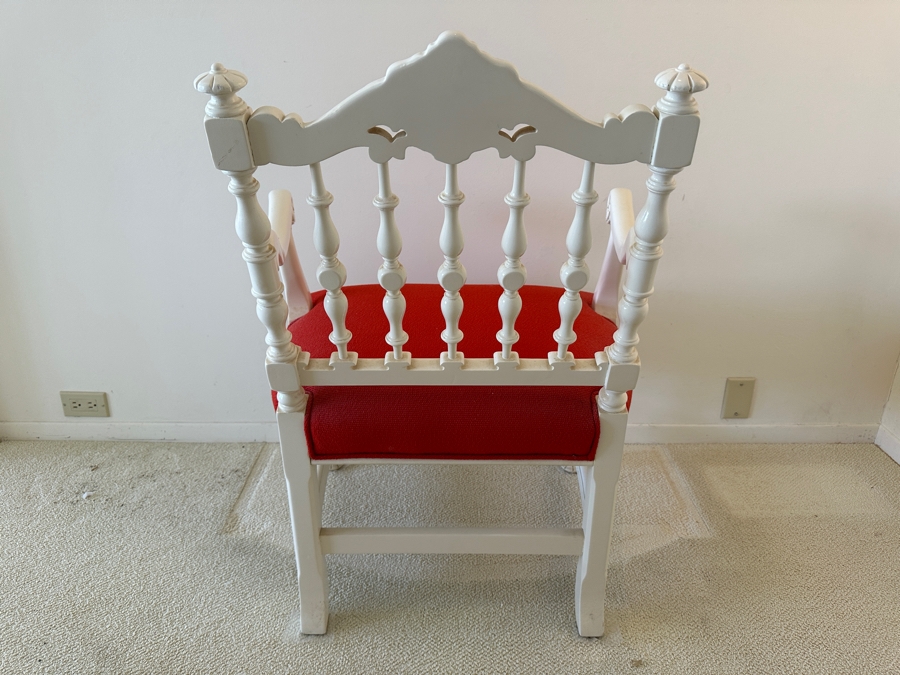 Vintage Wooden White Armchair 27W X 25D X 36.5H [Photo 3]