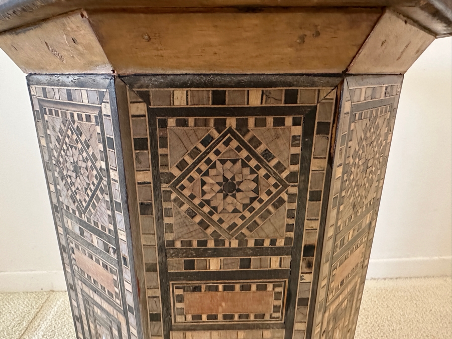 Vintage Moroccan Side Table With Marble Top 17.5W X 22H [Photo 5]