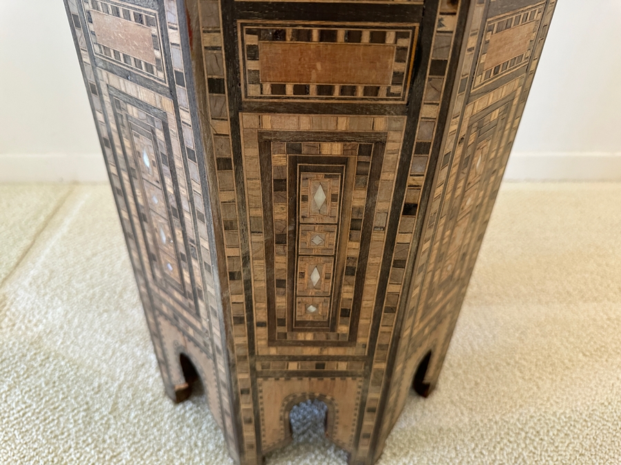 Vintage Moroccan Side Table With Marble Top 17.5W X 22H [Photo 6]