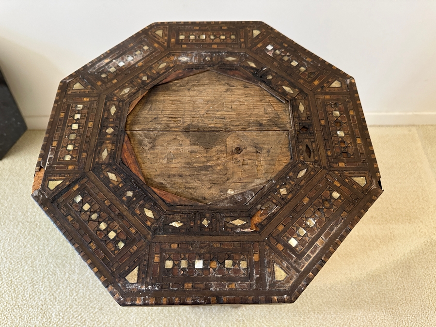 Vintage Moroccan Side Table With Marble Top 17.5W X 22H [Photo 11]