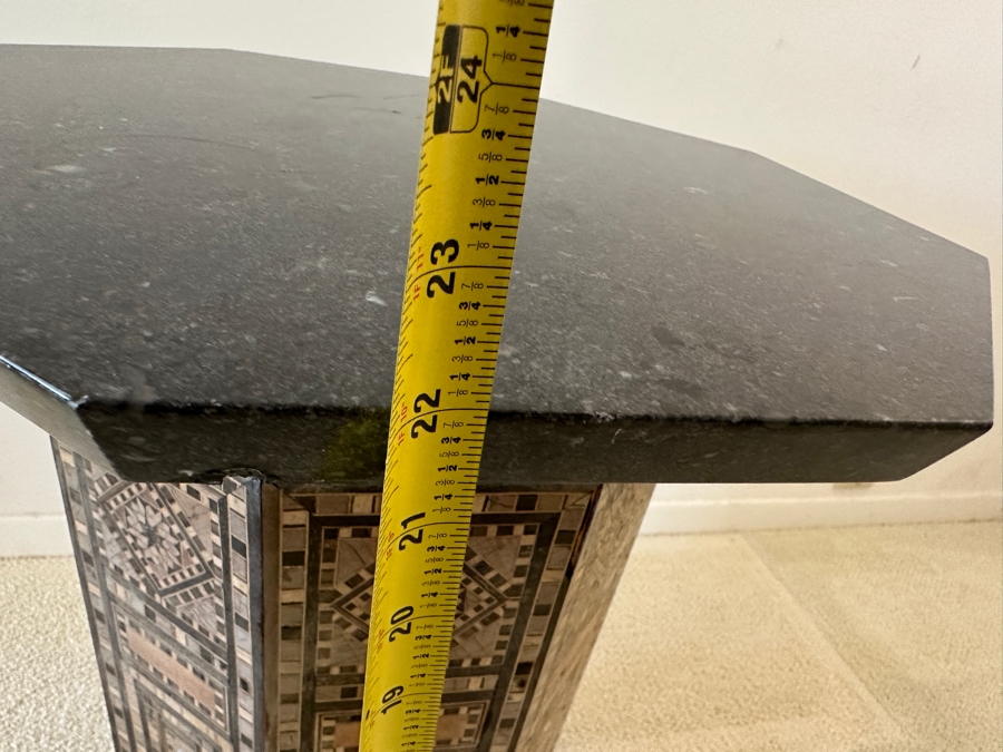 Vintage Moroccan Side Table With Marble Top 17.5W X 22H [Photo 9]