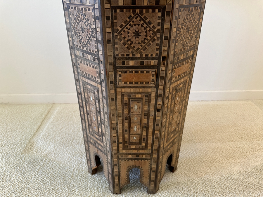 Vintage Moroccan Side Table With Marble Top 17.5W X 22H [Photo 4]