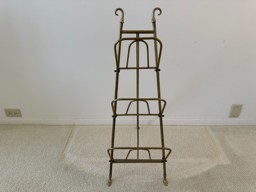 Vintage Collapsible Brass Magazine Rack 33H [Photo 2]