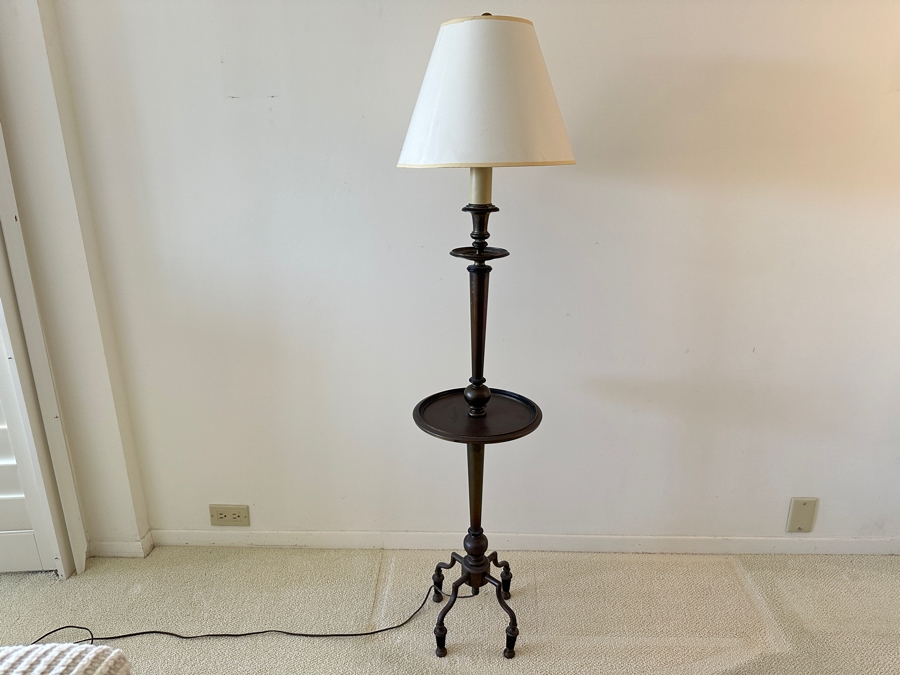 Vintage 1975 Chapman Freestanding Brass Lamp With Table 54.5H [Photo 2]