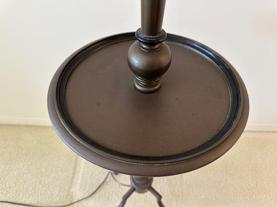 Vintage 1975 Chapman Freestanding Brass Lamp With Table 54.5H [Photo 3]