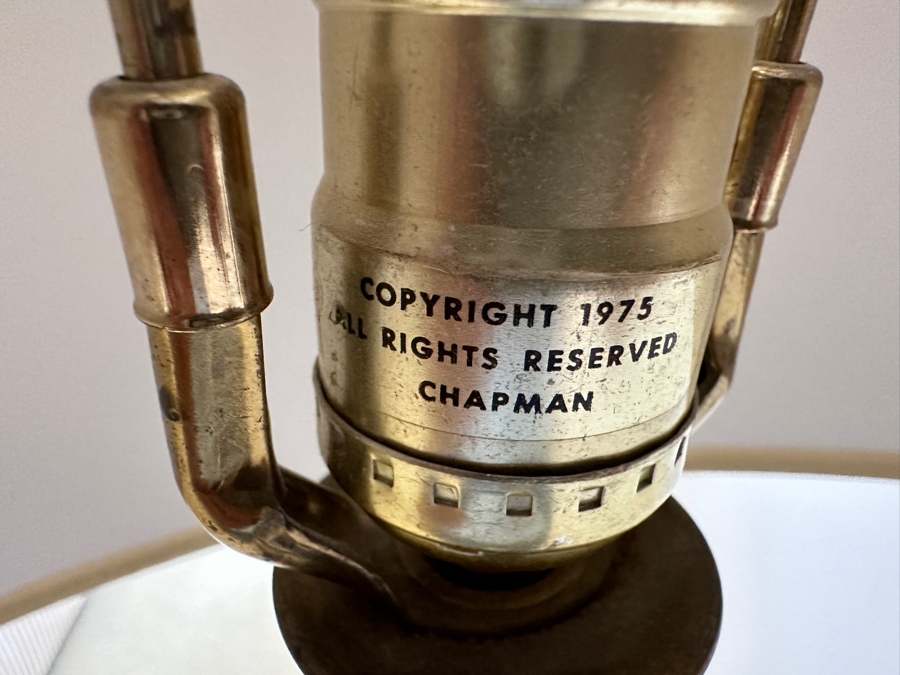 Vintage 1975 Chapman Freestanding Brass Lamp With Table 54.5H [Photo 7]