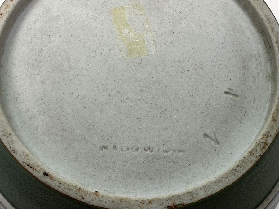 Pair Of Vintage Wedgwood Green Jasperware Barrel Jars 7H & 4.5H [Photo 16]