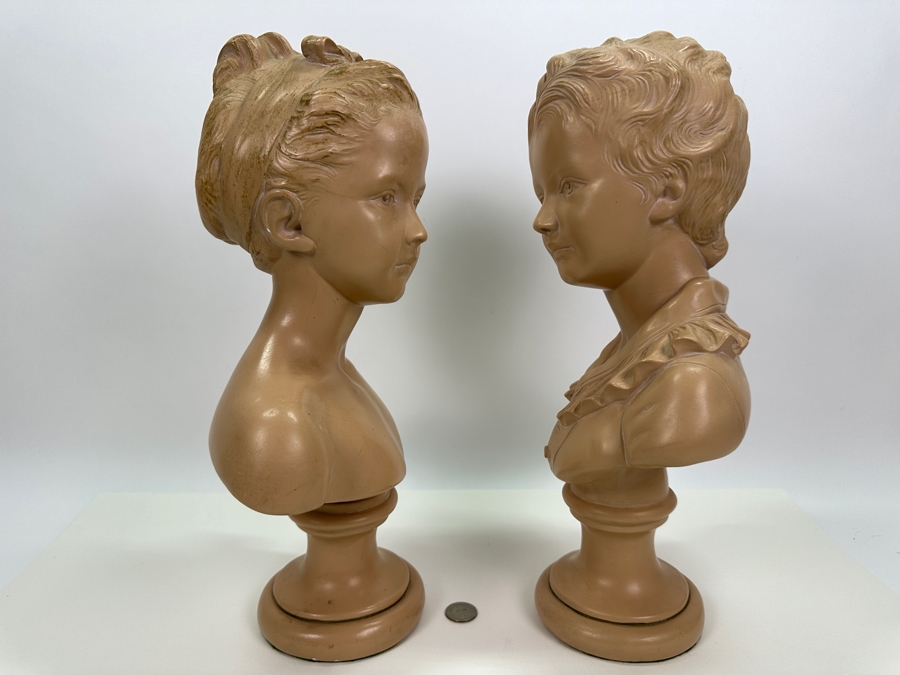 Pair Of Vintage Alexander Backer Plaster Busts 16.5H [Photo 15]