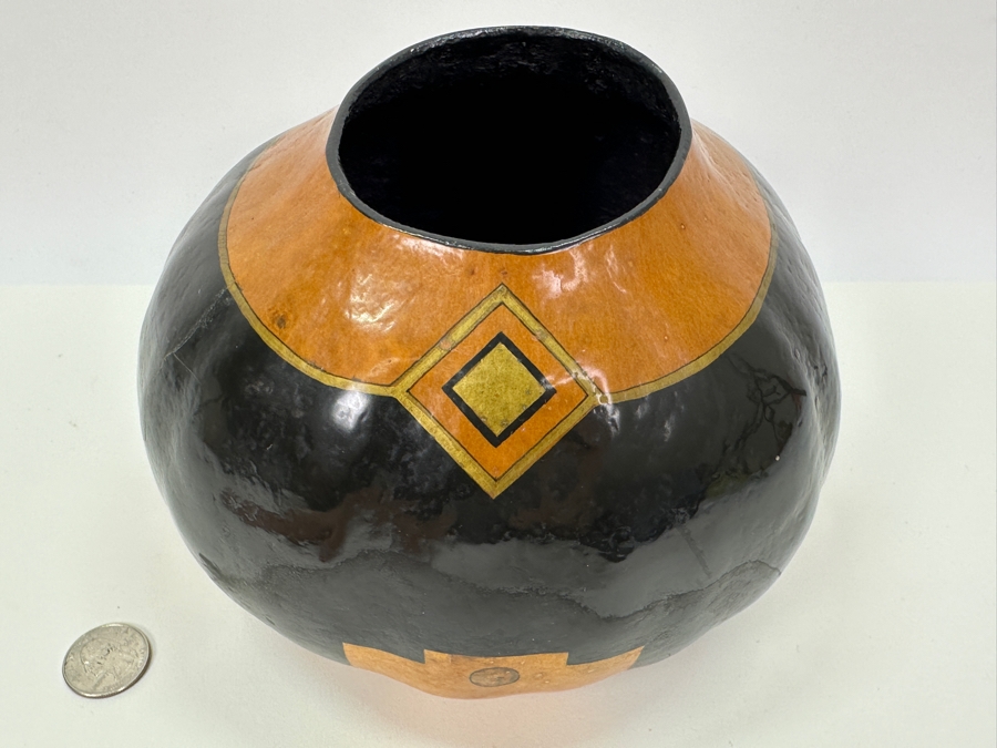 Hand Painted Signed Gourd Titled 'Centering' By Robin Ann Hunter [Photo 5]