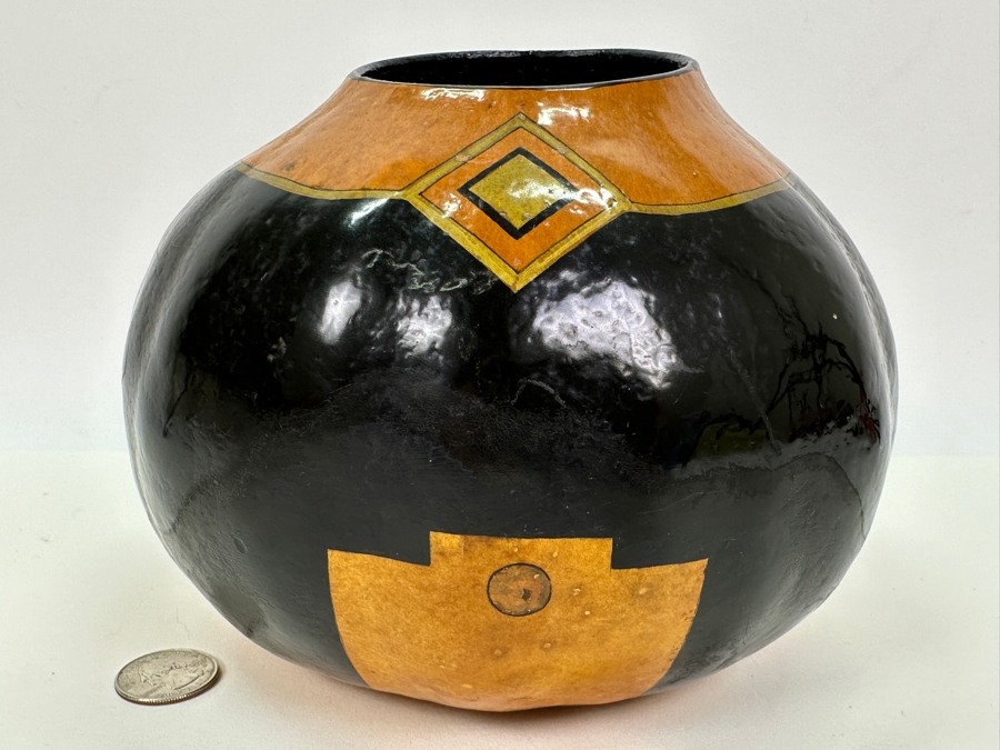 Hand Painted Signed Gourd Titled 'Centering' By Robin Ann Hunter [Photo 3]