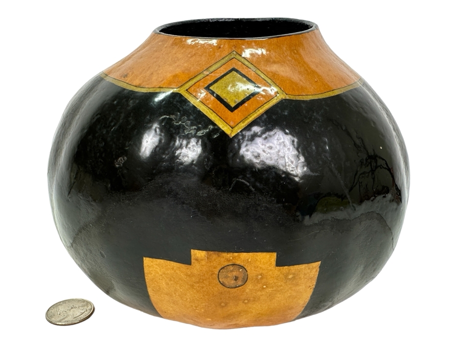 Hand Painted Signed Gourd Titled 'Centering' By Robin Ann Hunter [Photo 1]