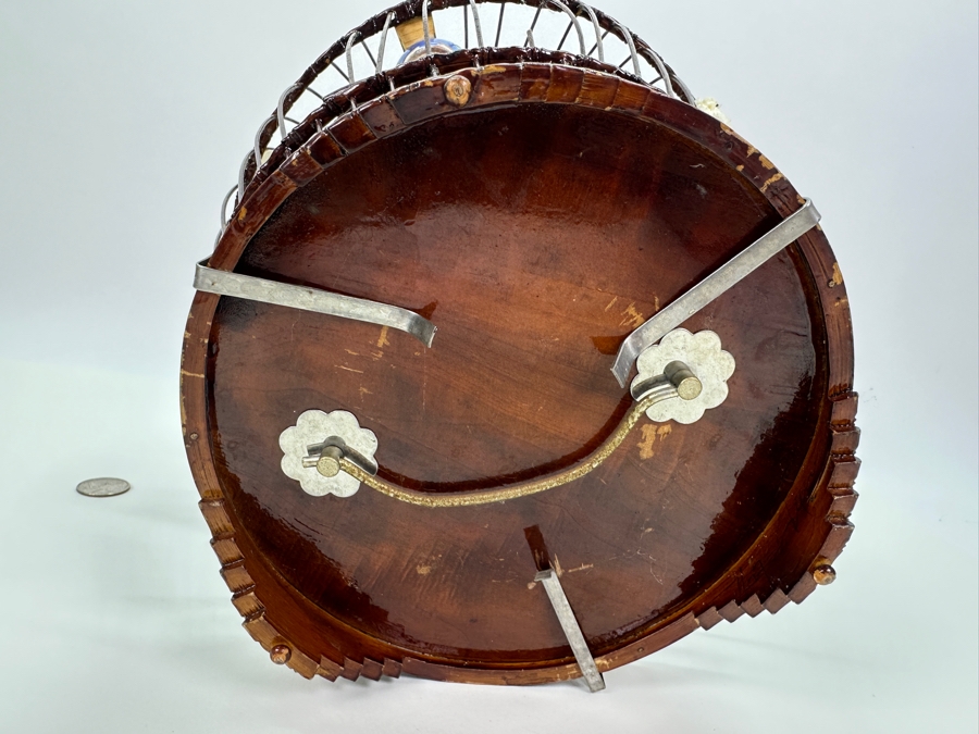 Vintage Chinese Barrel-Form Birdcage With Waterpots And Ornamentation 15H [Photo 11]