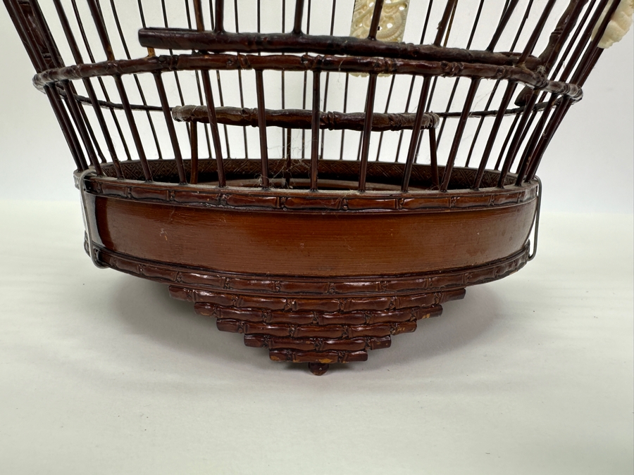 Vintage Chinese Barrel-Form Birdcage With Waterpots And Ornamentation 15H [Photo 3]