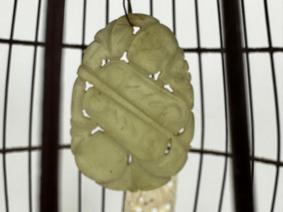 Vintage Chinese Barrel-Form Birdcage With Waterpots And Ornamentation 15H [Photo 9]