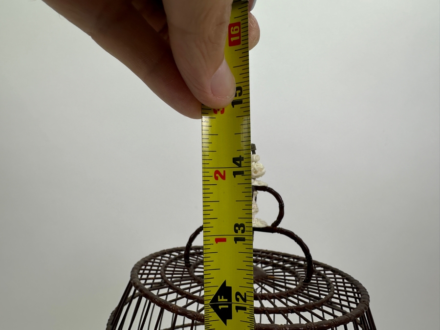 Vintage Chinese Barrel-Form Birdcage With Waterpots And Ornamentation 15H [Photo 13]
