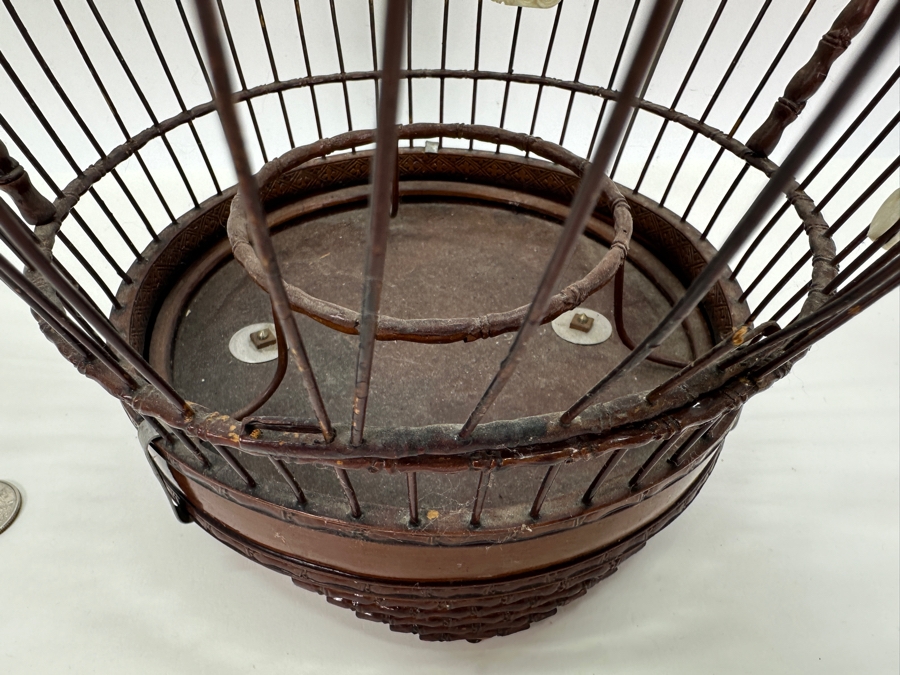 Vintage Chinese Barrel-Form Birdcage With Waterpots And Ornamentation 15H [Photo 10]